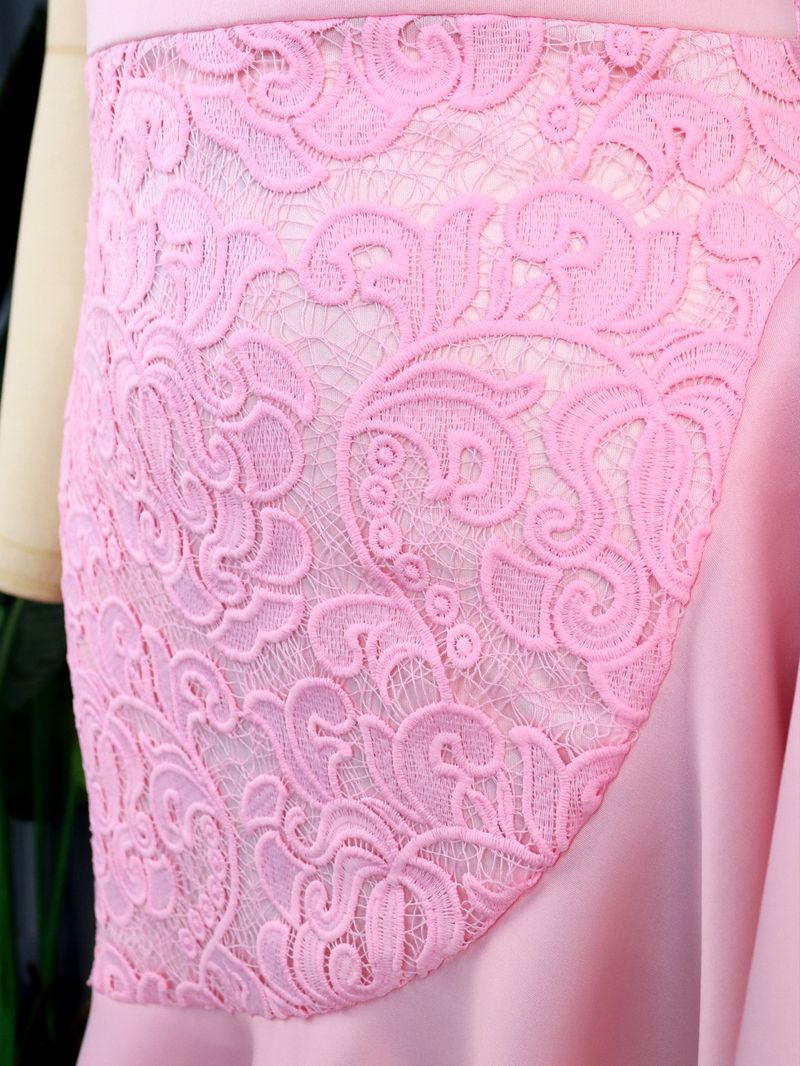 Women's lace patchwork dress plus size celebrity wave tube top dresses_voghion.com