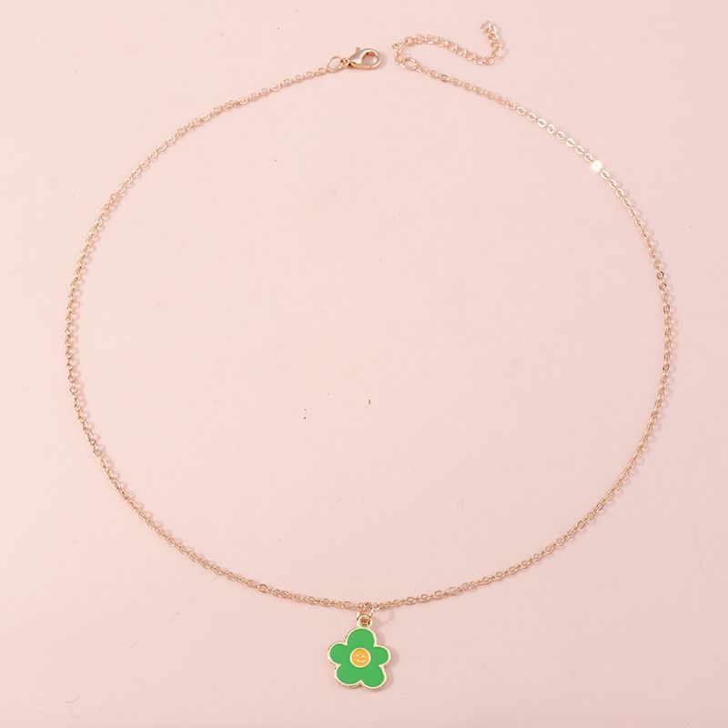 1 pz. Collana con sorriso smaltato adorabile per donne, collane con ciondolo a forma di fiore colorato, orecchini, ragazze, bambini, regali di compleanno_voghion.com