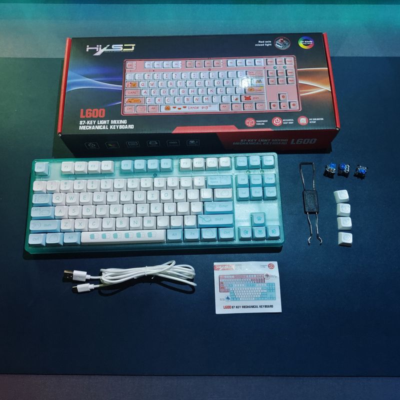 New 87 Key Wired Mechanical Keyboard, Heat Sublimation Cartoon Keycap Gaming Keyboard, Multiple Lighting Options, Cross-border Spot Wholesale_voghion.com