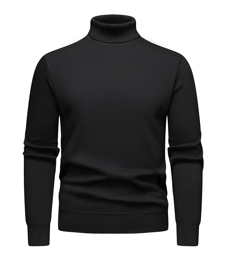 Neuer Einteiler für Herren im Herbst und Winter mit hohem Halsausschnitt, zusätzlichem Samt und dickem Strickpullover, vielseitiger Basispullover_voghion.com