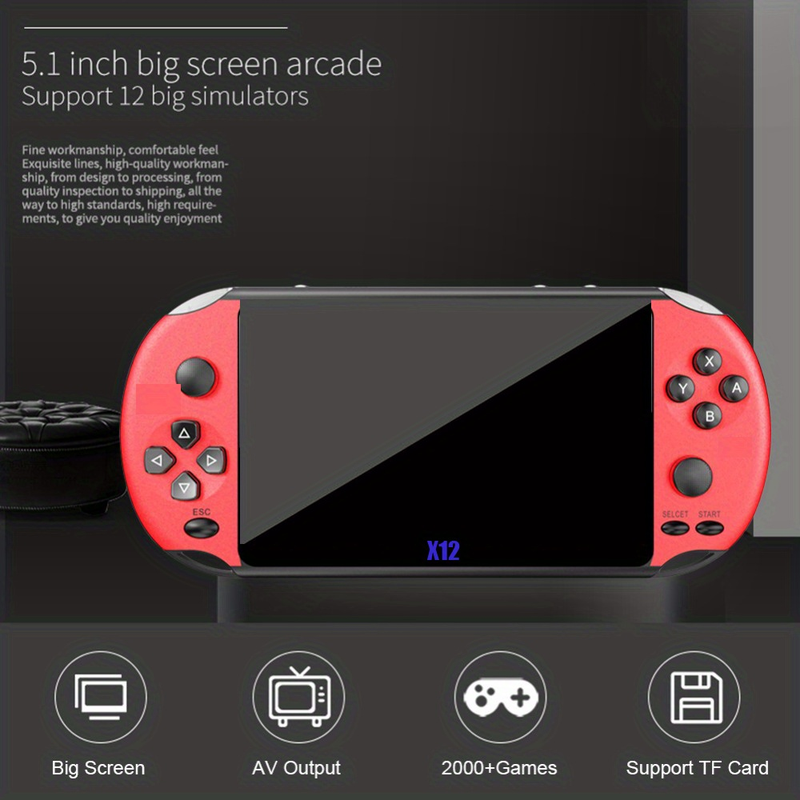 Przenośna 5.1-calowa przenośna gra X12 hine Retro gra wideo hine prezenty dla dzieci Nostalgia Player klasyczna gra hine Retro_voghion.com