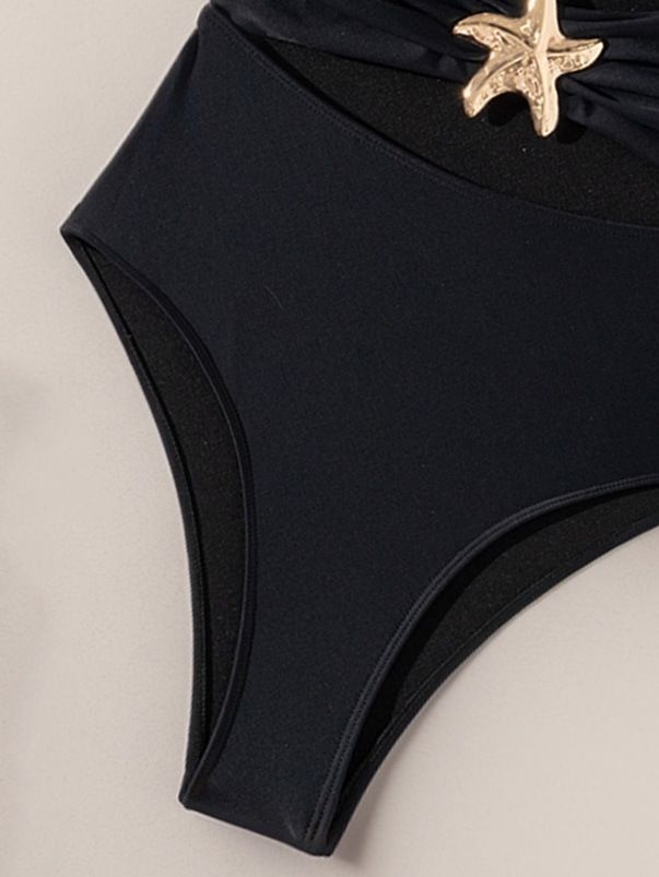 Maillot de bain une pièce sexy pour femme, haut tube à bretelles de couleur unie, deux pièces_voghion.com