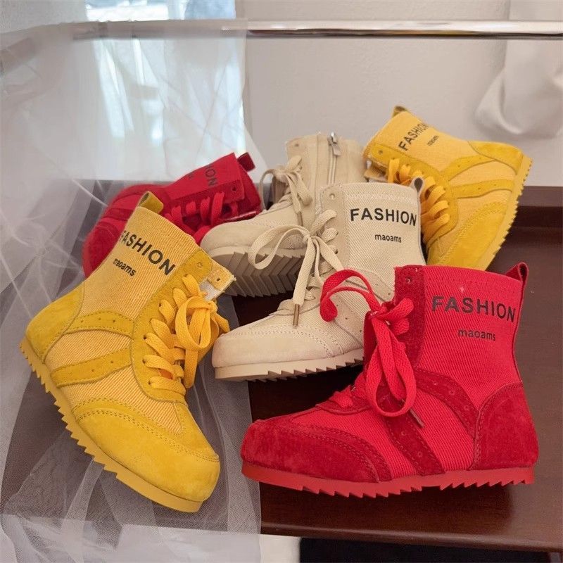 Martin im postapokalyptischen Stil für Mädchen, Herbst, neue dünne kurze Stiefel 2025, atmungsaktive Einzelstiefel, modische Canvas-Stiefel_voghion.com