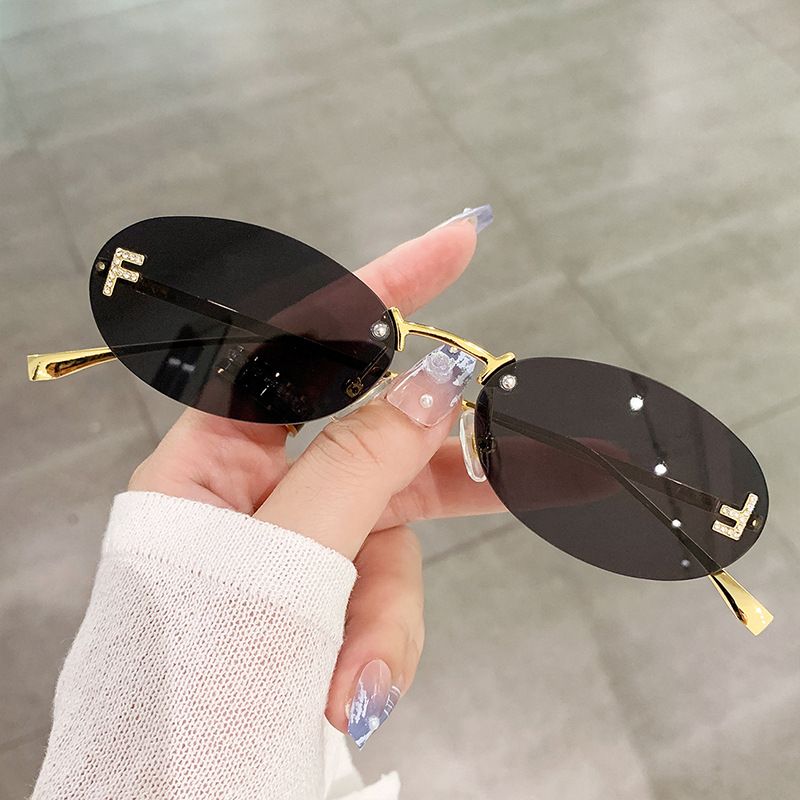 Mode Neue Randlose Damen Marke Designer Sonnenbrille Wemen UV400 Gradienten Linsen Sonnenbrille F Eyewear 2024 Sonnenbrille_voghion.com