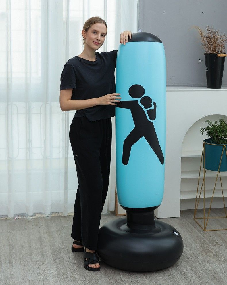 Supporto per sacco da boxe per bambini, altezza 1,6 m, gonfiabile, con base, giocattolo anticaduta per l'allenamento dei bambini_voghion.com