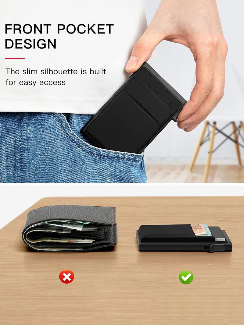 Passporthüllen & Portemonnaien Nei Männer Einfach Ultradënn RFID-Schutz Portemonnaie Kaartehülle Aluminiumlegierung Säitendréckkaartehülle_voghion.com