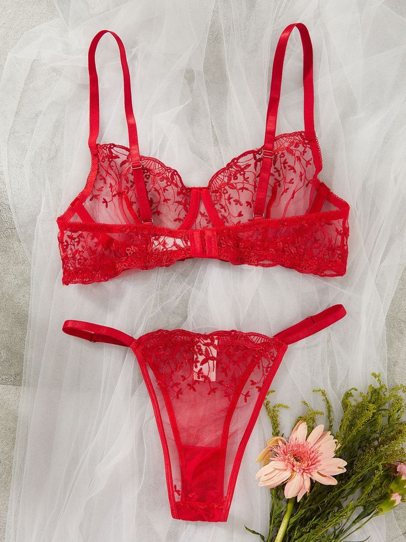 Kajiano Cross Border Foreign Trade Autumn New Mesh Embroidery Perspective Sexy Niche Design Emotional Fun Suit With Steel Ring_voghion.com