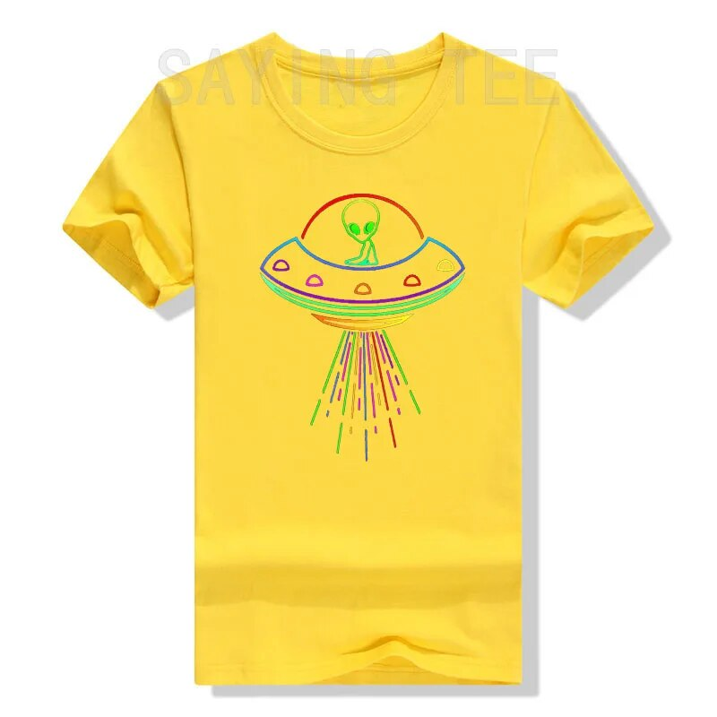 Kosmiczny UFO Neon Ligh Rave Obcy Miłośnicy T-shirt Zabawna Science Fiction Grafika Koszulka Bluzki Krótki Rękaw Obcy_voghion.com