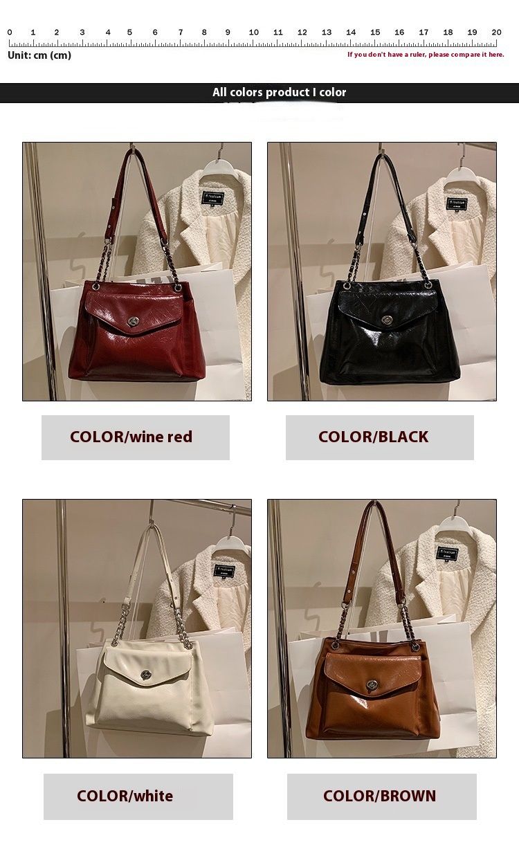 Borse Nuova Texture Pelle di Cera Olio Supporto Extra Large Donna Monospalla Moda Versatile Borsa a Tracolla_voghion.com