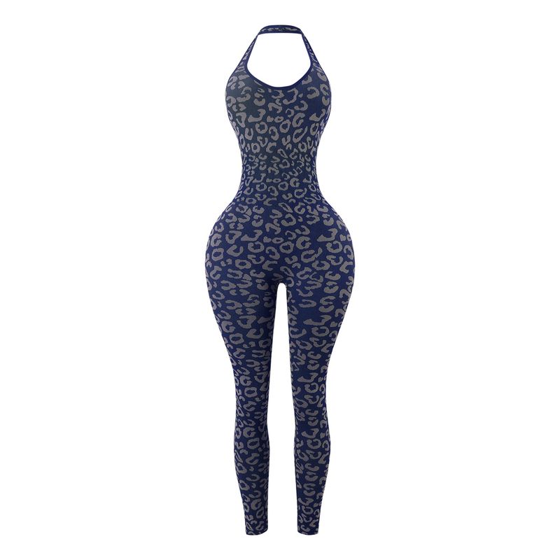 Pantaloni da yoga con stampa leopardata a vita alta da donna - Tuta elasticizzata per allenamento e corsa con design snellente e modellante_voghion.com