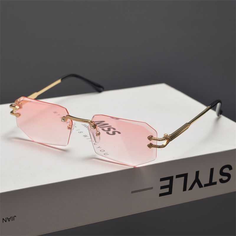 Sommer Rechteckige Randlose Sonnenbrille Modetrend Sonnenbrille_voghion.com