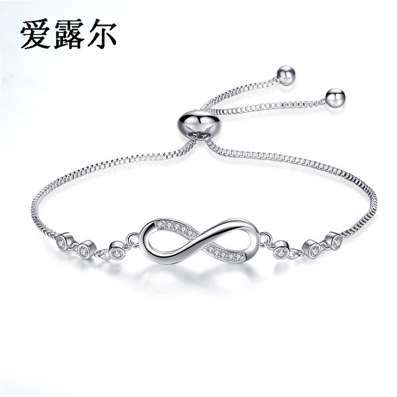 Bracciale regolabile a forma di 8 da donna, semplice ed elegante, con zirconi, gioiello alla moda per donna_voghion.com