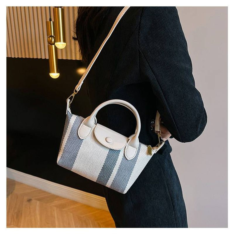 Die neue tragbare Knödeltasche Trendlinie von hochwertigen Stoffstreifen Single-Shoulder Crossbody Bag_voghion.com