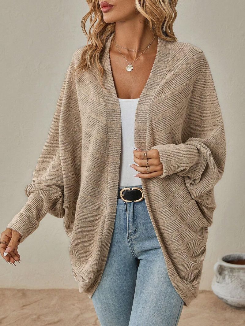 Abbigliamento da donna Cardigan lungo in maglia da donna - Cappotto in maglia con scollo a V e apertura frontale_voghion.com
