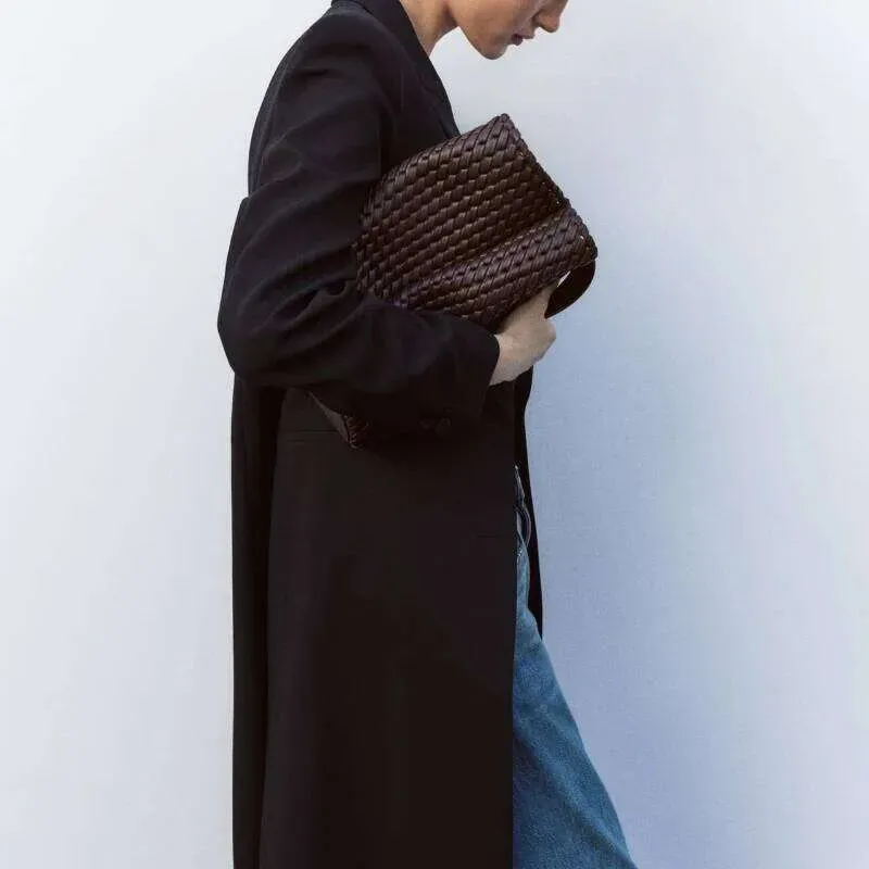 Borsa a secchiello intrecciata, nuova, alla moda, casual, da donna, a tracolla, di grande capacità_voghion.com