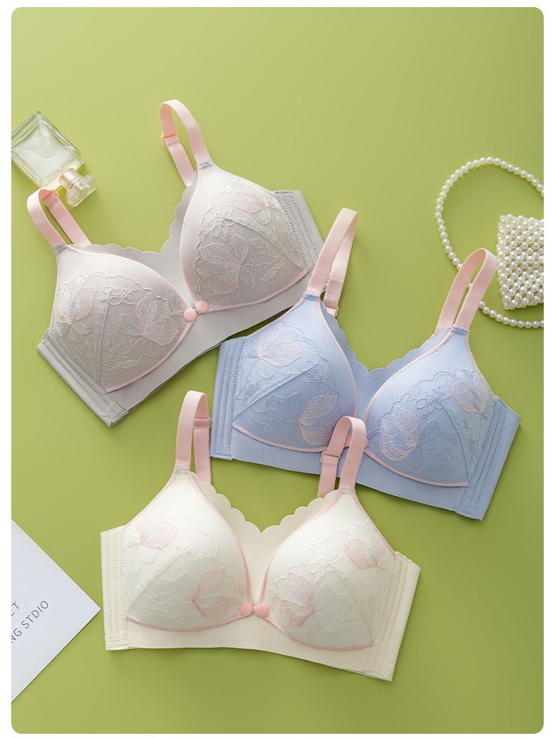 No steel ring bra, gathered front button strapless style, pregnancy nursing period, accessory breast collection,_voghion.com