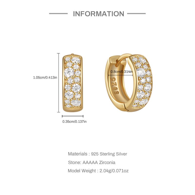Women's Jewelry Simple S925 Sterling Silver Classic Light Luxury Personality Double Row Diamond Earrings Huggie Earring_voghion.com