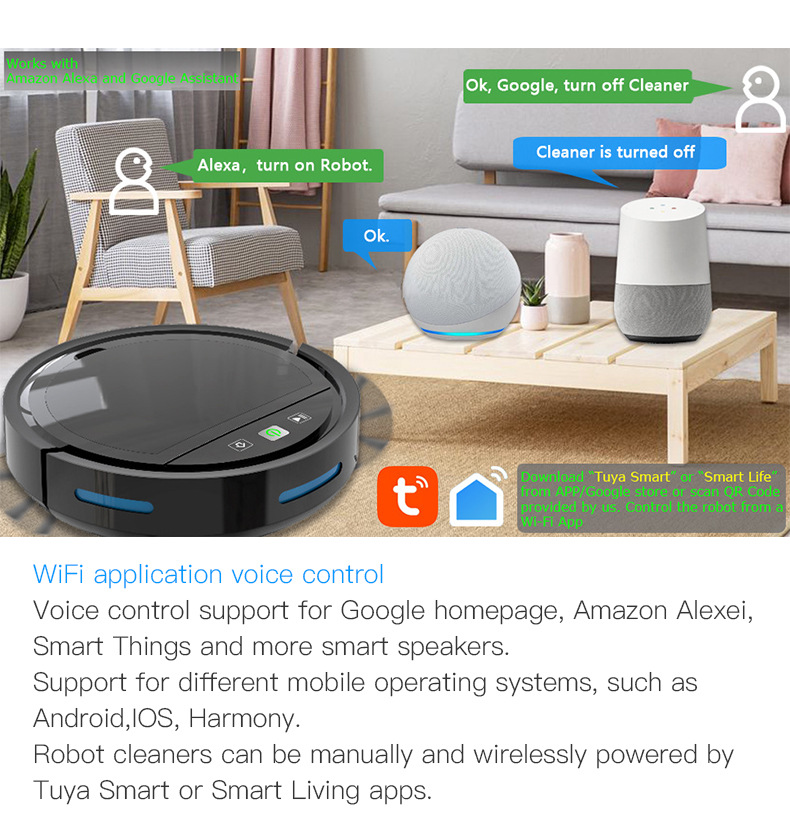 Akıllı Robot Süpürge, 2500Pa Güçlü Emiş Gücü, Otomatik Şarjlı Küçük Robot Süpürge, Wi-Fi/Uygulama/Alexa Kontrolü, Evcil Hayvan Tüyleri ve Halılar İçin İdeal_voghion.com