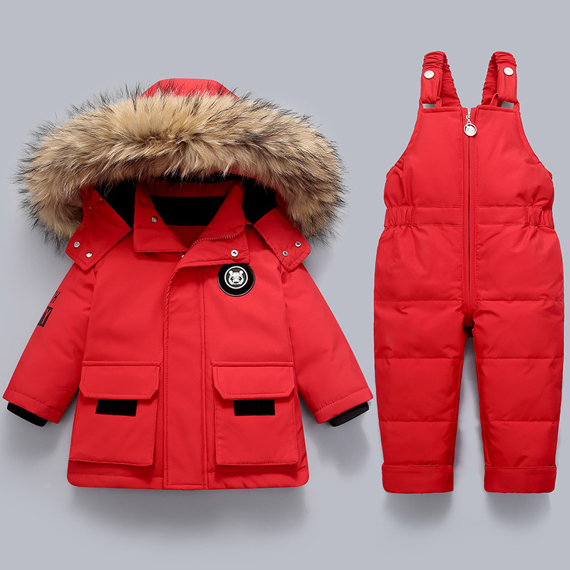Conjunto de chaqueta de plumas para niños, bebés y niños pequeños de 1 a 5 años, bebés varones y mujeres, nuevo conjunto de dos piezas de invierno, chaqueta de plumas + mono_voghion.com