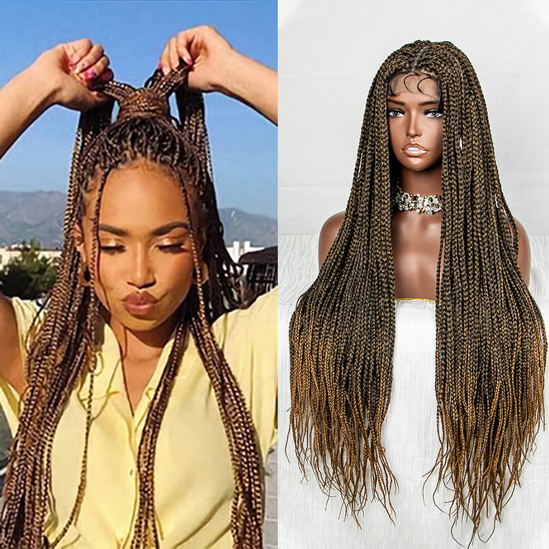 36inch long synthetic fiber braids hand-woven African fine braids 9*6 transparent lace breathable box braids with baby hair_voghion.com