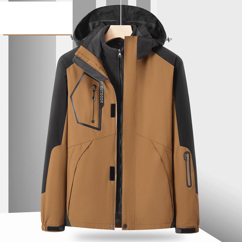 Women's Clothing outdoor two piece three in one jacket for men and women couple style windproof and warm mountaineering work clothes _voghion.com