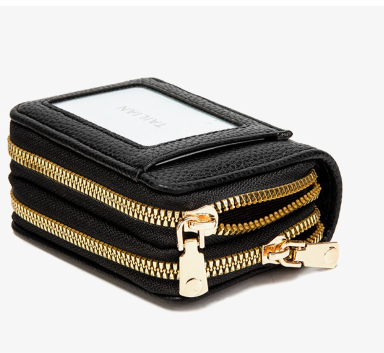 Rfid Anti-degaussing Organ Card Bag Multi-slot Card Holder Double-zipper Multifunctional Women's Purse_voghion.com