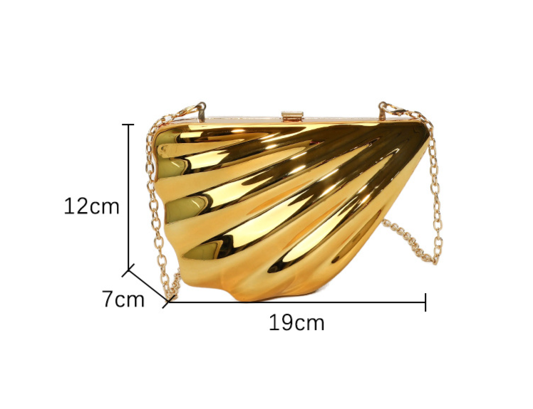 Borsa a tracolla da donna Borsa a tracolla con catena in acrilico alla moda da donna Borsa a scatola semplice con conchiglia_voghion.com