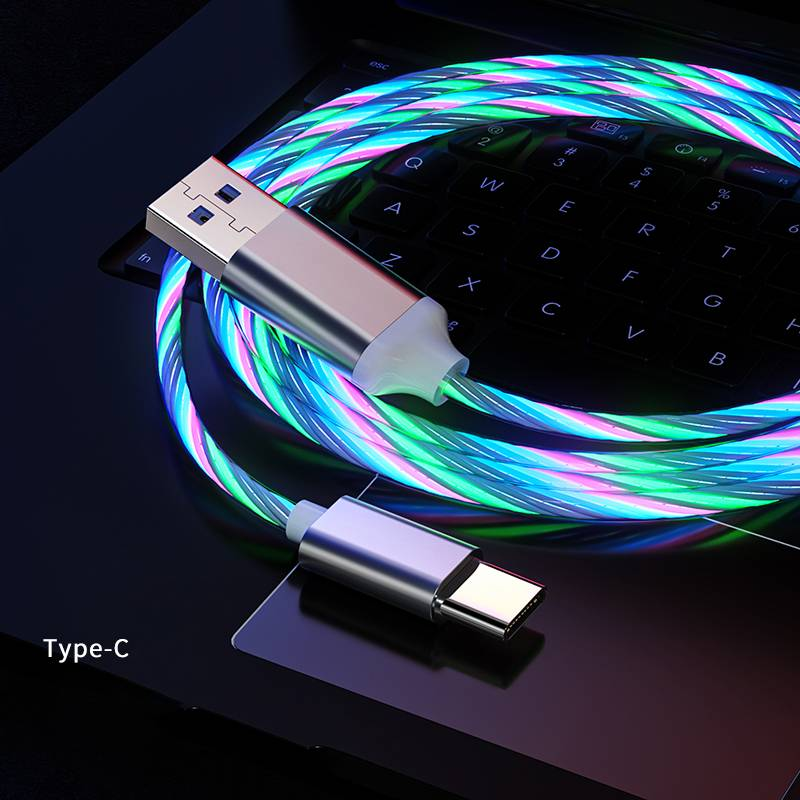 3 In 1 Glowing LED Light Cable Mobile Phone Charging Cables Micro USB Type C Charger For Samsung Xiaomi IPhone Charge Wire Cord_voghion.com