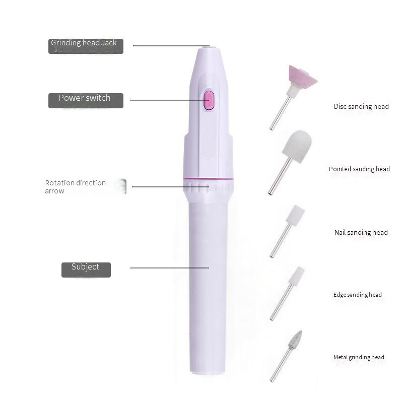 Nagelbohrer Zubehör & Bits Nail Art Elektrischer Schleifer Mini Nail Art Schriftlicher Test Nagelschleifer Lieferung 5 Nagelschleifköpfe Nagelschleifer_voghion.com