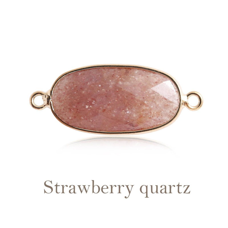Women's Jewelry Natural Stone Crystal Double Hanging Pendant Long Oval Double Hole Edging Pendant DIY Double Hook Bracelet Accessories Material_voghion.com