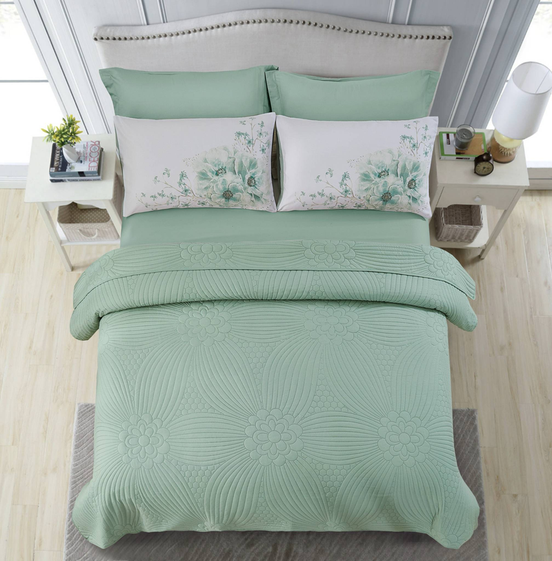 CG20 Blumenset, geeignet für Schlafzimmer und Wohnzimmer (1 * Tagesdecke + 2 * Kissenbezüge, kein Bettdeckenkern oder Kissenkern)_voghion.com