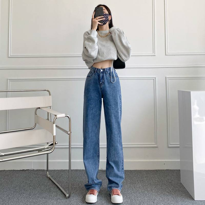 Jeans a zampa extra lunghi per donne alte - Pantaloni a gamba larga a vita alta con elastico, pantaloni in denim taglie forti_voghion.com