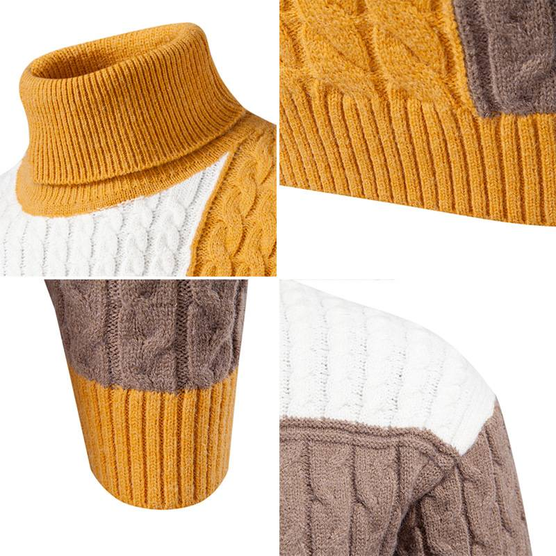 Suéter masculino de malha oversized com blocos de cores – Pulôver com ombros caídos e mistura de modal e elastano (respirável, anti-pilling, ajuste relaxado)_voghion.com