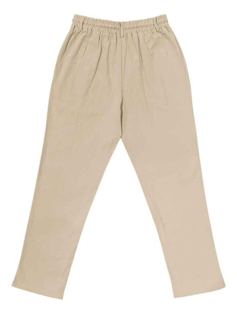 Men's New Solid Linen Trousers - Breathable Elegance With Natural Texture_voghion.com