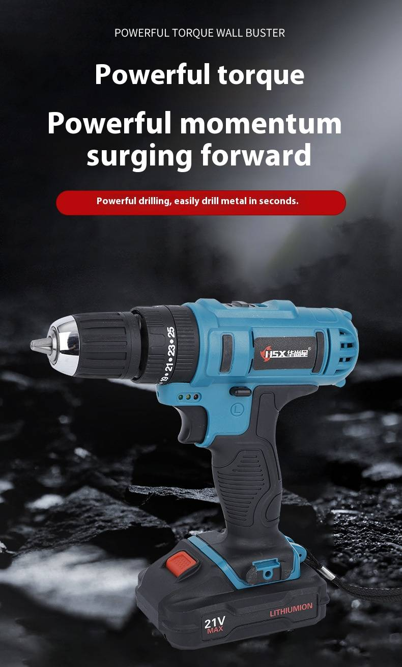 High Power Cordless Lithium-Ion Brush Drill - Multi-Function Electric Screwdriver For Home, DIY, Metal, Wood, Concrete & Auto Repair_voghion.com