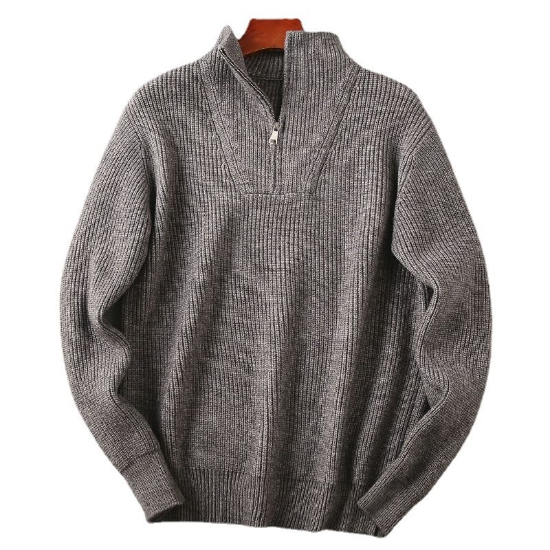 Men’s Japanese-Inspired Half-Zip Knit Sweater – Soft & Breathable Pullover (Beige/Greyish/Camel/Tibetan Blue, M-2XL)_voghion.com