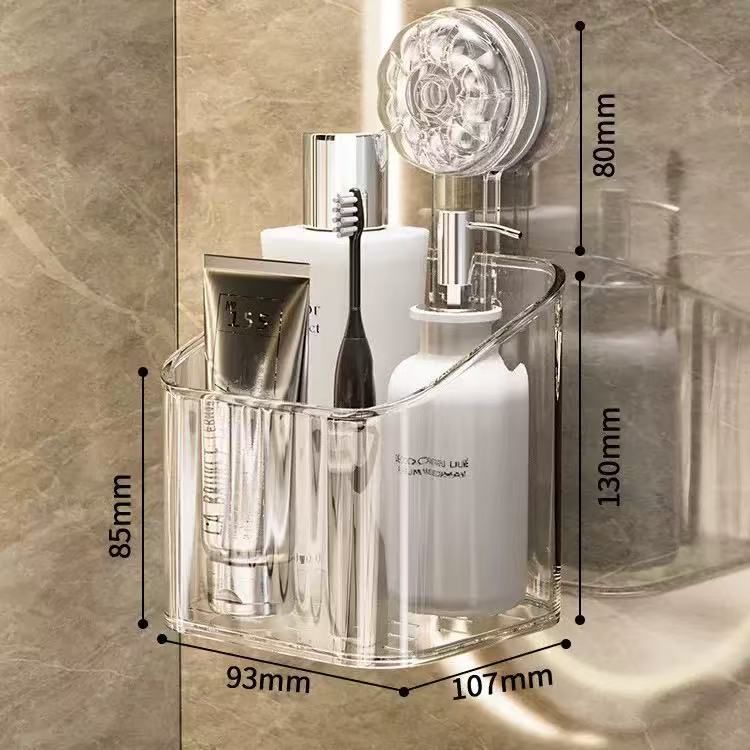 Supporto portaoggetti a ventosa per WC, bagno, lavabo, bagnoschiuma, pettine senza trapano, scatola portaoggetti a parete_voghion.com