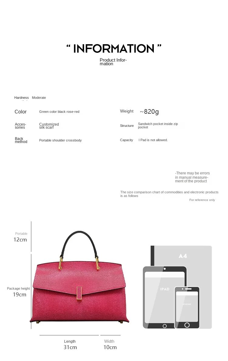 Borsa a tracolla da donna con motivo a pesce perla, in pelle di vacchetta, grande capacità, alla moda_voghion.com