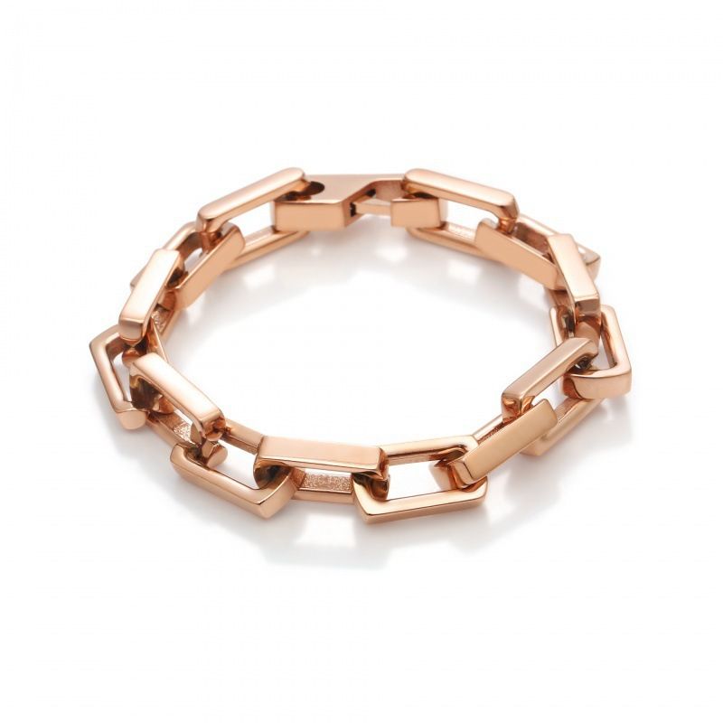 Bracciale in acciaio al titanio cubano color block temprato, vendita calda, chiusura quadrata geometrica, alla moda, unico, versatile_voghion.com