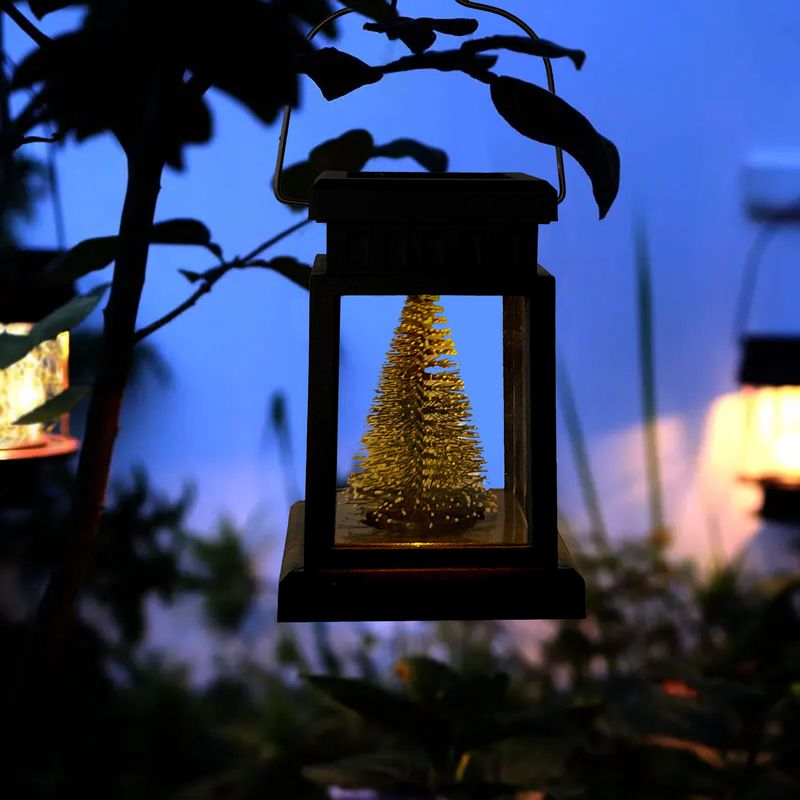 Solar LED Christmas Tree Lanterns – Waterproof Outdoor Hanging Lights For Garden, Patio & Festive Decor (6-Hour Runtime, Warm Yellow Flashing)_voghion.com