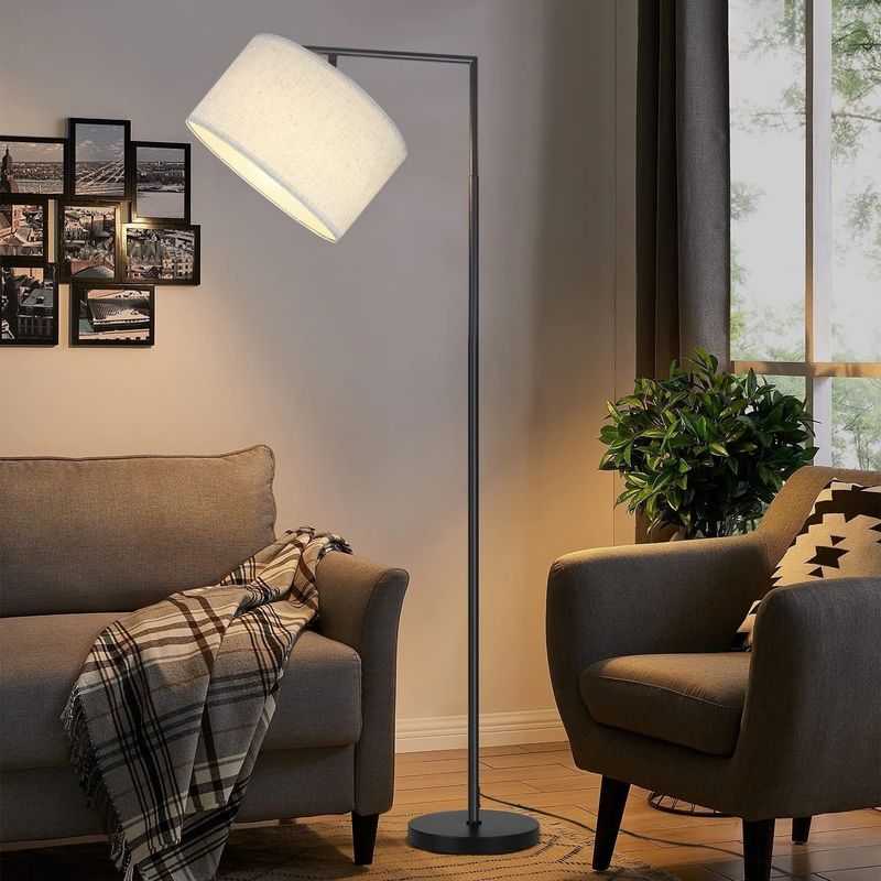 Glitzerlife Stehlampe Moderne Wohnzimmer Stehleuchte - Bogenlampe Leselampe E27 Fassung max. 40W Mit Fußschalter Stoffschirm Design 166cm Für Büro Sofa Hotel_voghion.com