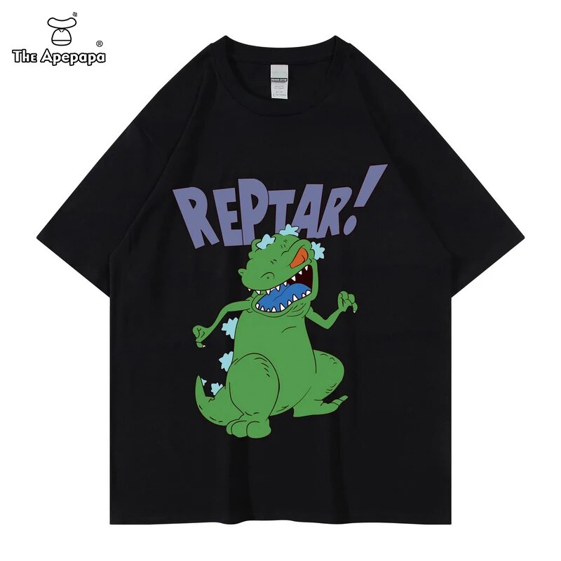 Hip Hop T-Shirten fir Männer, witzeg Cartoon Comics, REPTAR Print, Tops, Summer, Casual, Hipster, High Street, Oversized, Streetwear_voghion.com
