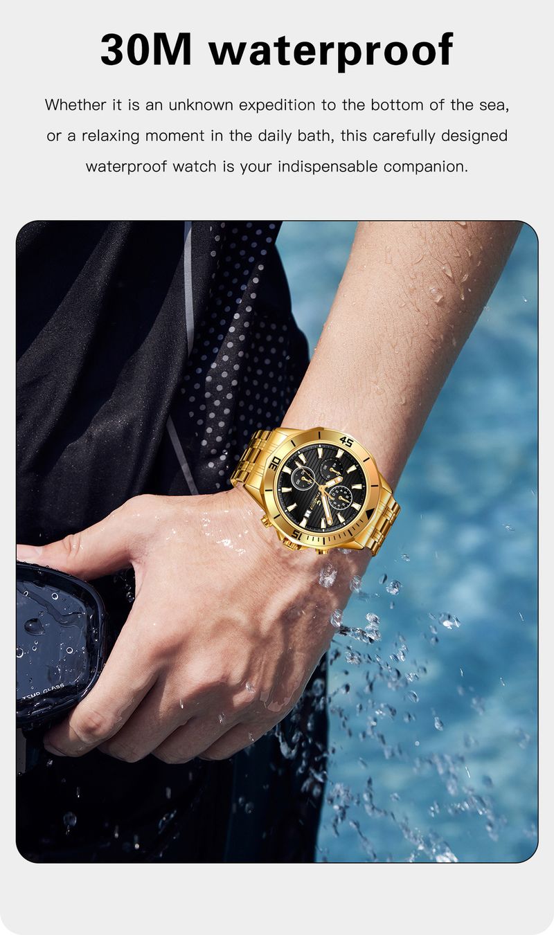 CHAXIGO Kasig Mechanical Quartz Watch Men's Business Waterproof Belt Calendar Three-eye Six-pin Watch_voghion.com