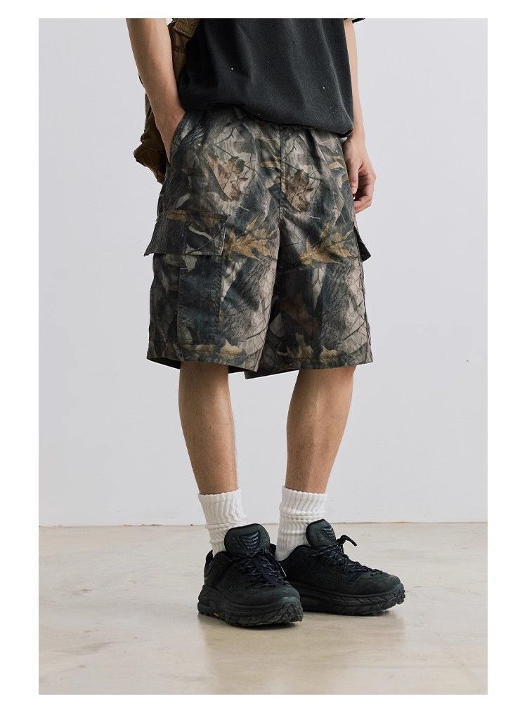 Men's Casual Camo Cargo Shorts – Japanese-Inspired Drawstring Utility Shorts With Breathable Cotton (Green, M-3XL)_voghion.com