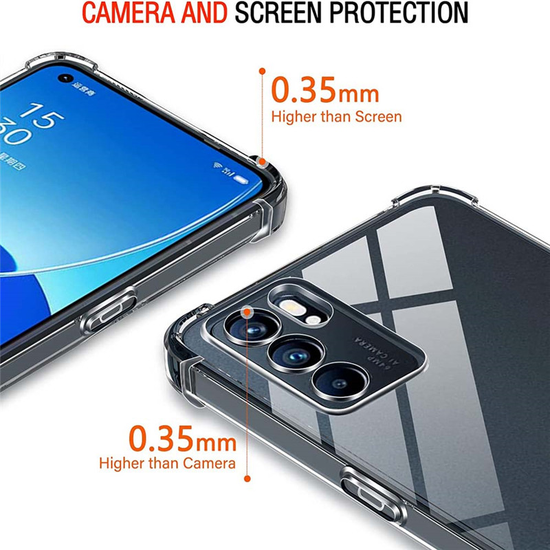 Odporne na wstrząsy silikonowe przezroczyste etui na telefon do OPPO Reno Z 2 3 4 5 6 7 8 9 10 Pro 2Z 2F Osłona obiektywu tylna do OPPO 4SE 5K 5F 6Z 7SE 7Z 8T ACE2_voghion.com