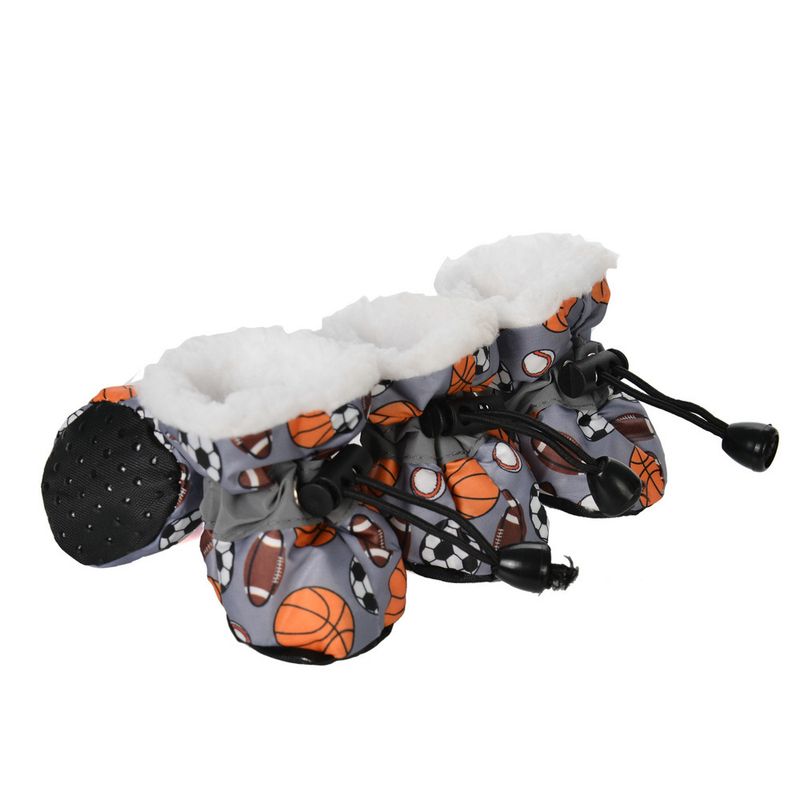 New Dog Autumn Winter Printed Fleece Lined Warm Reflective Non-Slip Shoe Covers Puppy Socks Pet Shoes_voghion.com
