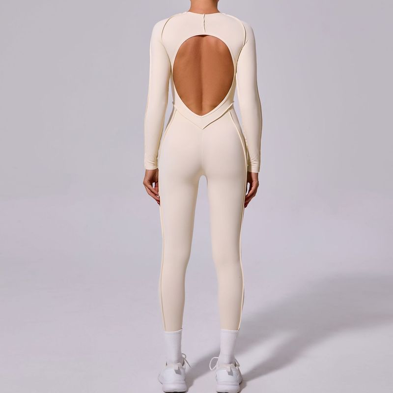 Tongfei New Winter One-Piece Sports Yoga Suit Backless Sleeve Long Pants Bodysuit Tight-Fitting 10122_voghion.com