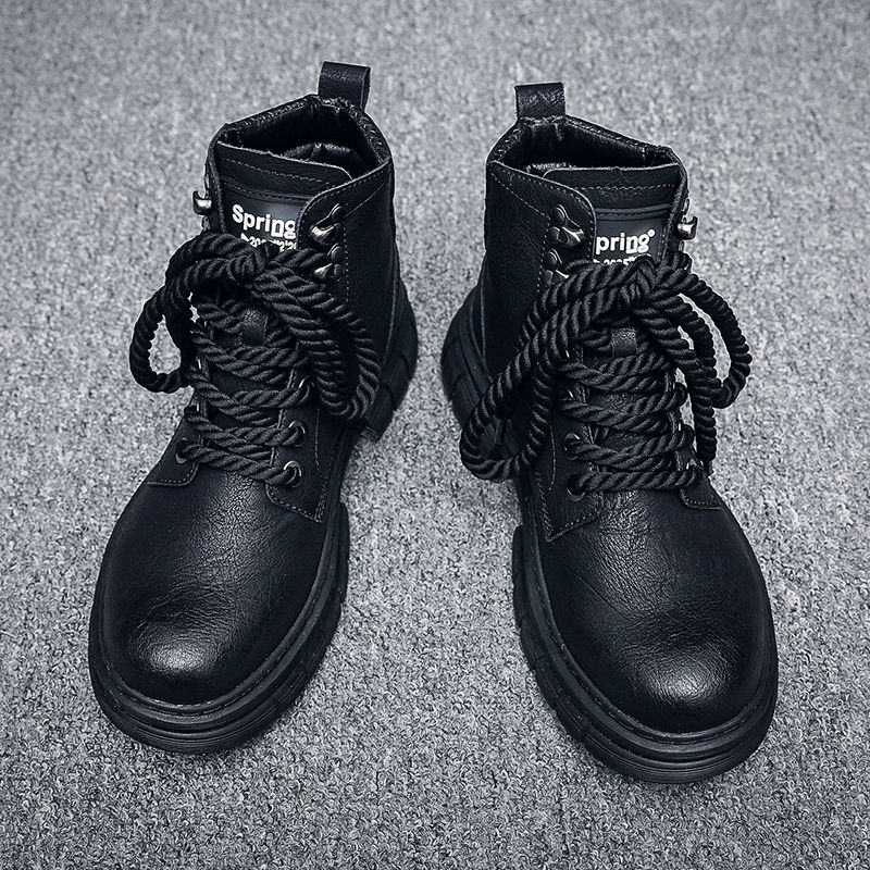 Trendige Herren-Martin-Stiefel aus echtem Leder, neue Herbstfarbe 2023, handgefertigt, schmutzabweisend, große Zehenschuhe,_voghion.com