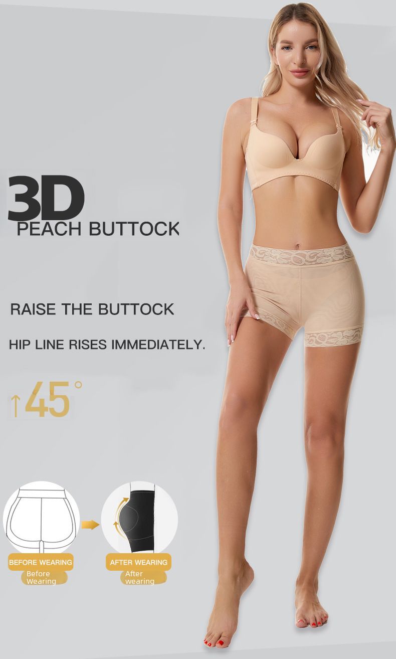 Heupliftende broek dames onderkant heupliftende heupliftende billen ondergoed body shaping boxer buikcontractie broek met plug pad 6212_voghion.com