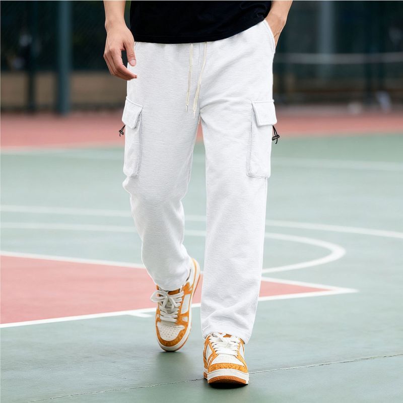 Rechte cargojoggingbroek voor heren – trainingsbroek met meerdere zakken en stretchstof (sport, basketbal, buitenkleding)_voghion.com